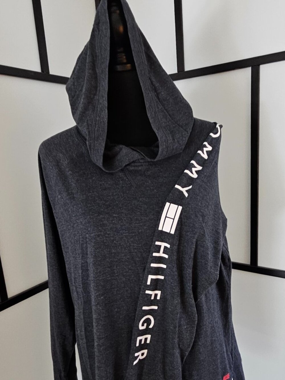 Tommy Hilfiger Sport Women’s Hoodie Dark Grey Black Logo Sleeve